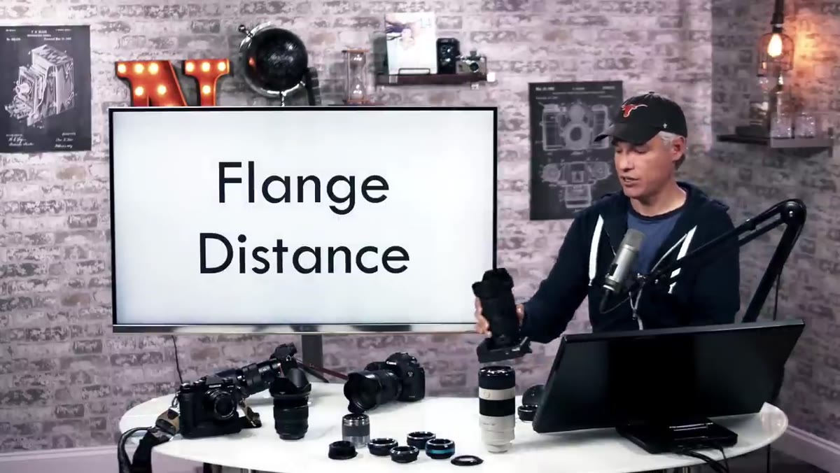 Side-by-side view of mirrorless and DSLR flange distances