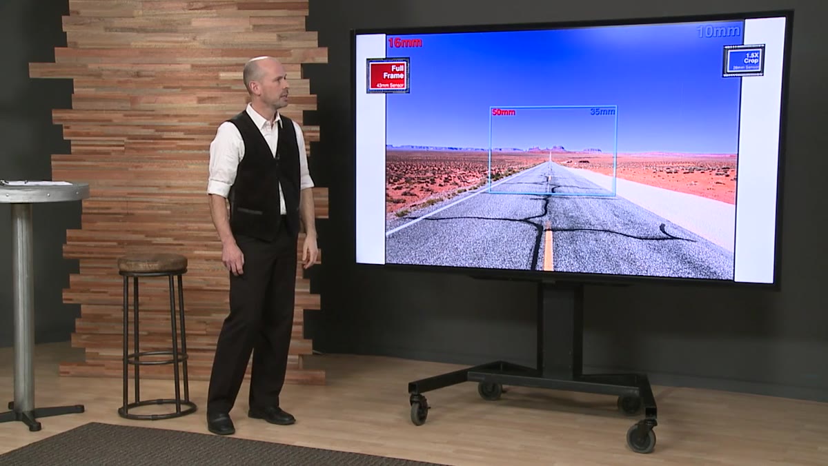 Ultra-wide 16mm view of road with exaggerated foreground lines