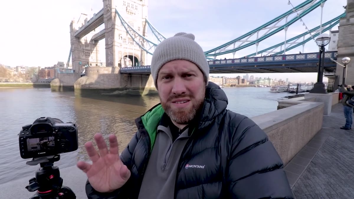 Photographer planning to combine two long exposure images into one panorama