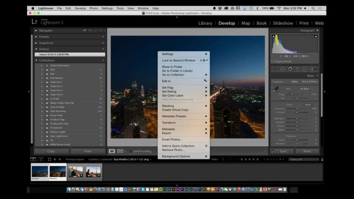 Right-click context menu in Lightroom showing &ldquo;Edit In&rdquo; option