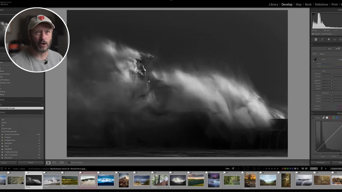 Stormy lighthouse wave detail discussion with shutter speed reference