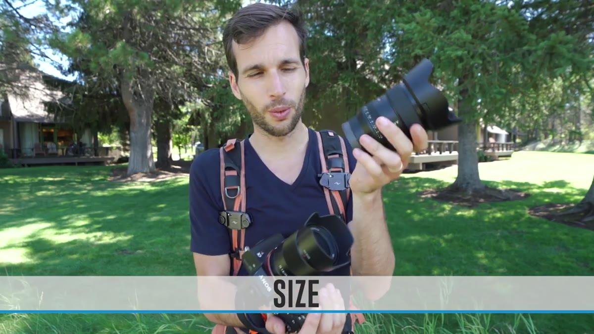 Comparing 35mm f/1.8 next to 24mm f/1.4 in hand