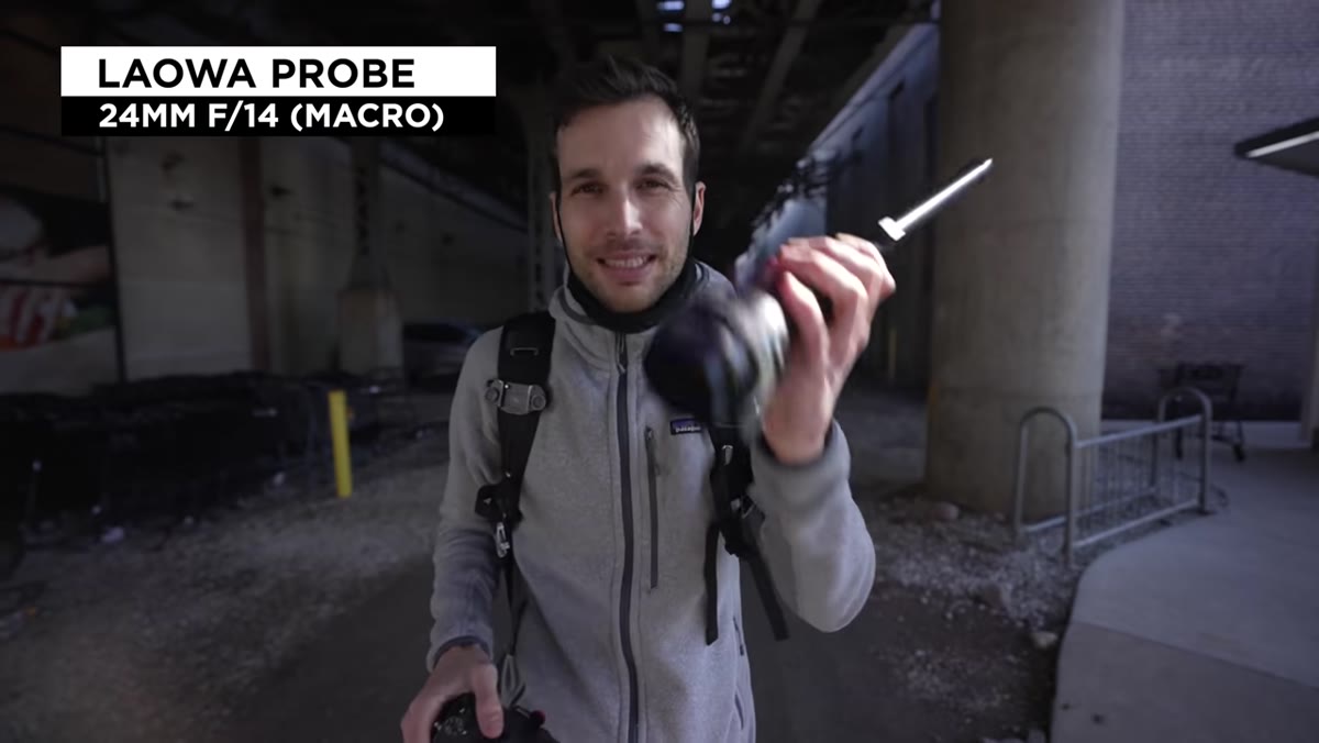 Pierre holding the unusual elongated pro blend lens
