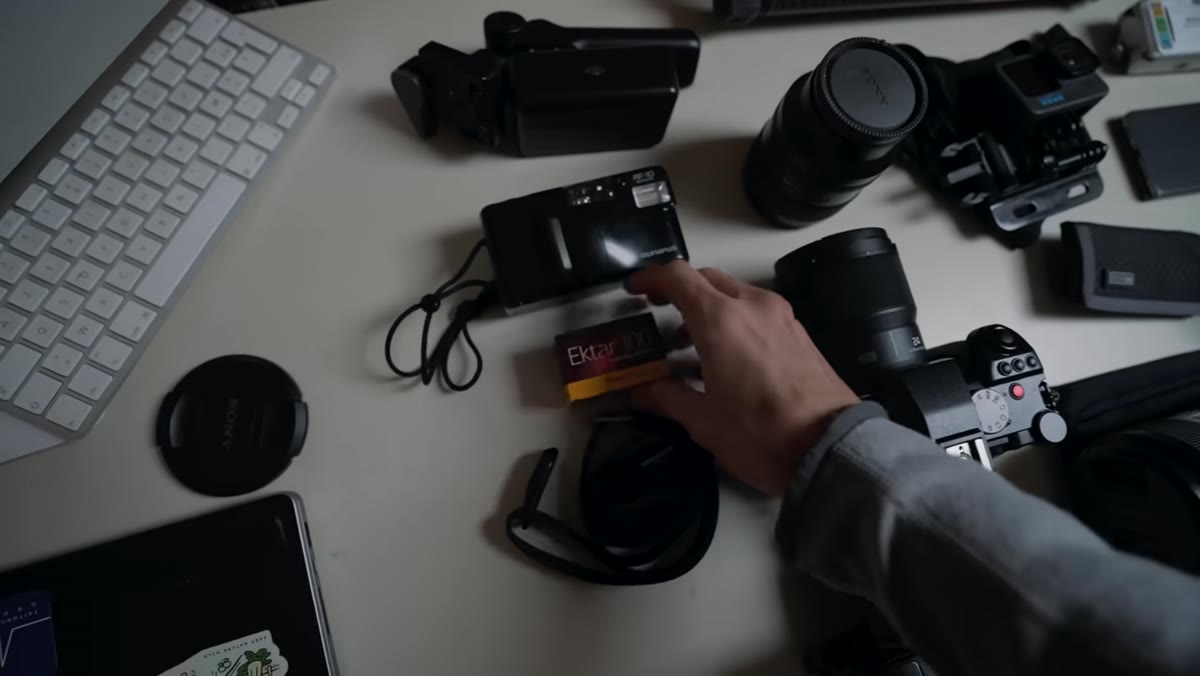 Olympus Miju AF-10 film camera with Ektachrome 100 film
