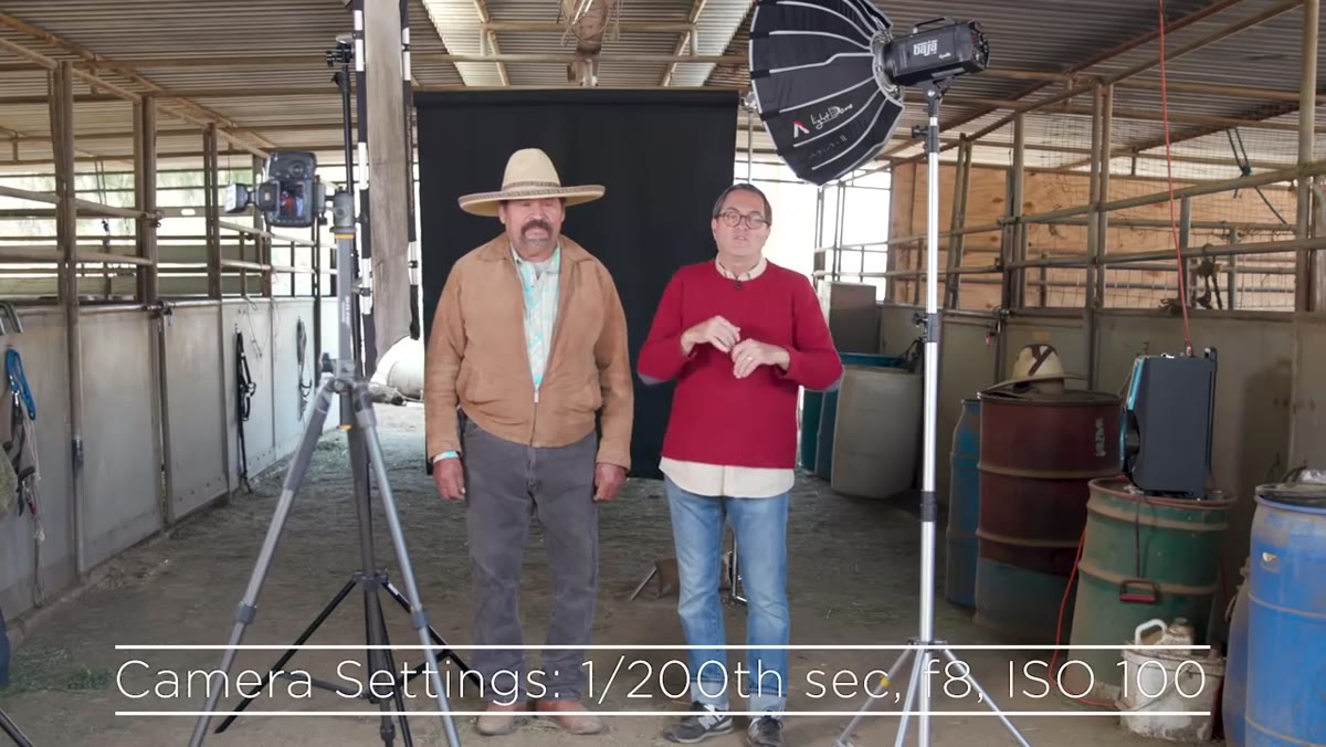 Jay reviewing shots on camera, comparing results side by side