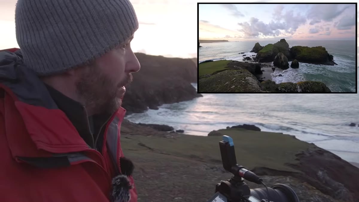 Danson explaining foreground rock placement and headland separation
