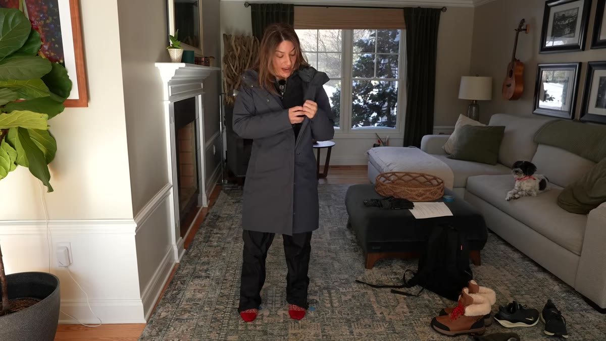 Battery stored in interior chest pocket of parka during shoot